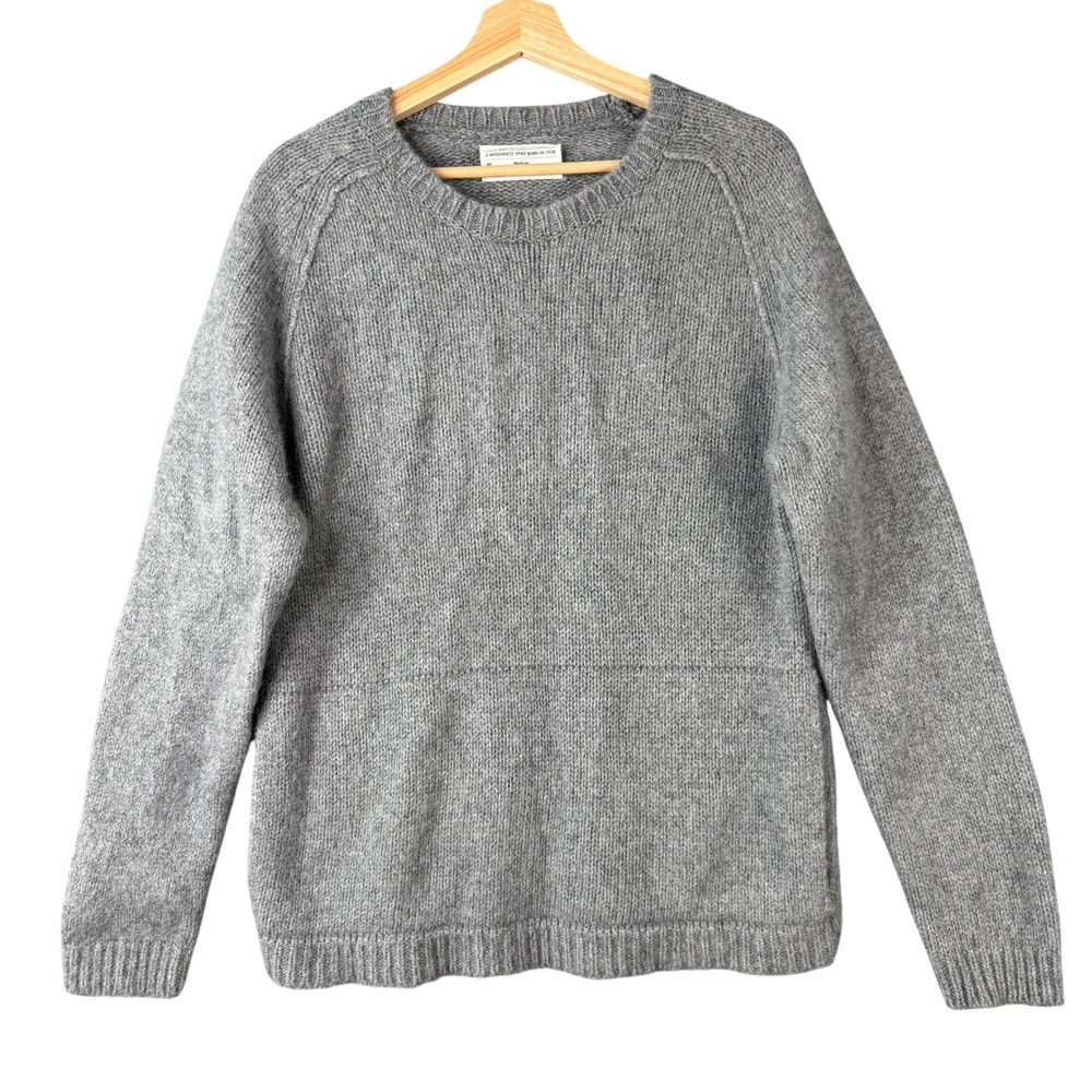 REI Cooperative Wallace Lake Wool Blend Ribbed Crew Sweater Heather Gray Medium